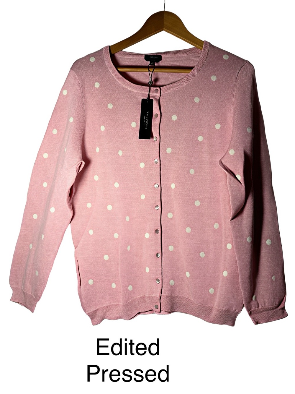 Talbots Pink Polka Dot Pima Cotton Button-Front Cardigan